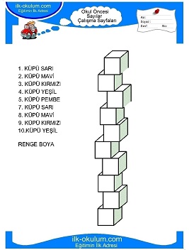 Çocuklar İçin Sayılar Çalışma Sayfaları 